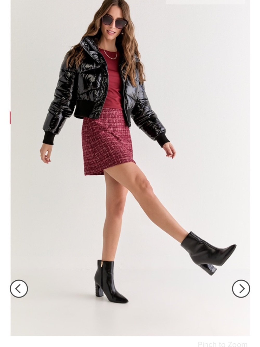 Francesca's Collections Blue Rain Burgundy Tweed Skirt - Picture 12 of 12